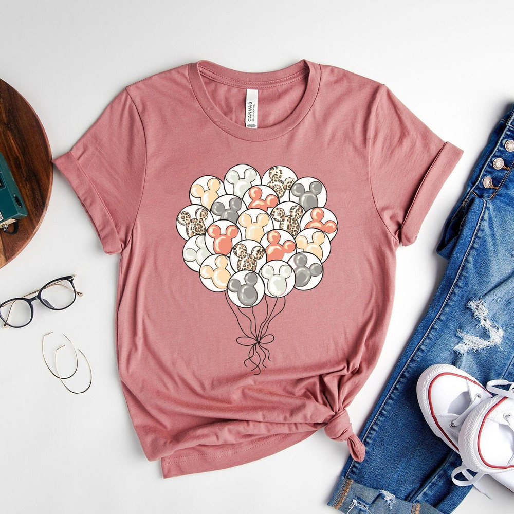 Mouse Balloons Neutral Minimalist Shirt , Cute Theme Park Mouse Shirt, Mama and Mini Mouse Park Shirt, Mouse Balloons Neutral Leopard Shirt - 1.jpg