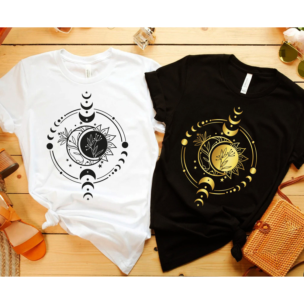 Mystic Moon And Sun Shirt, Mystical Moon Phase Shirt, Moon Phase T-Shirt, Boho Vintage Moon Shirt, Celestial Moon Shirt, Spiritual T-Shirt - 1.jpg