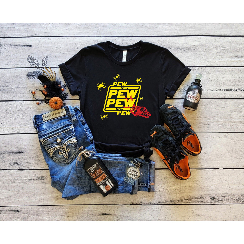 Pew Pew Shirt, Pew Pew Gift T-Shirt, Pew Pew with Drone Shirt, Women Men Fit Tee, Funny T-shirt, Star Wars Shirt, Gift For Him - 1.jpg