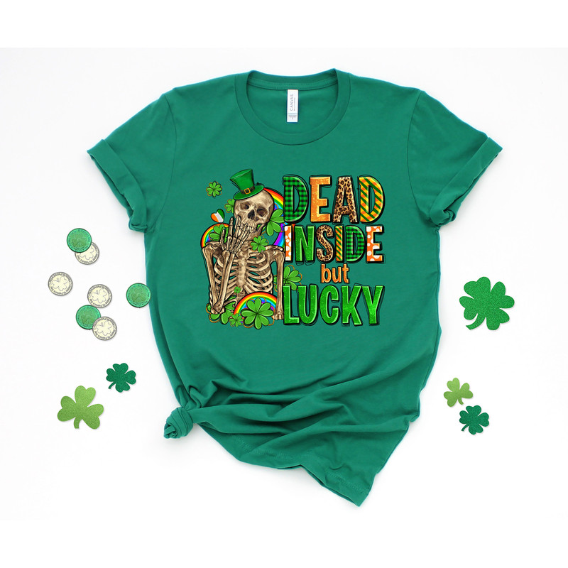 Dead Inside But Feeling Lucky Shirt, Dead Inside It's St Patrick's Day Shirt, St Patrick's Day Shirt, Funny St Patricks Day Shirt - 2.jpg