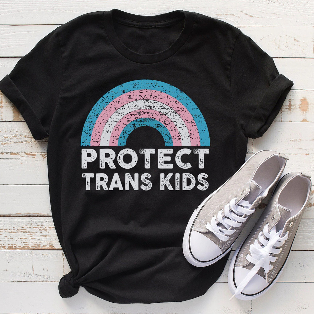 Protect Trans Kids Shirt, Transgender Rights Tee, LGBTQIA T-Shirt, Trans Pride Flag Rainbow Top, Social Justice T Shirt, Gift for Activists - 1.jpg