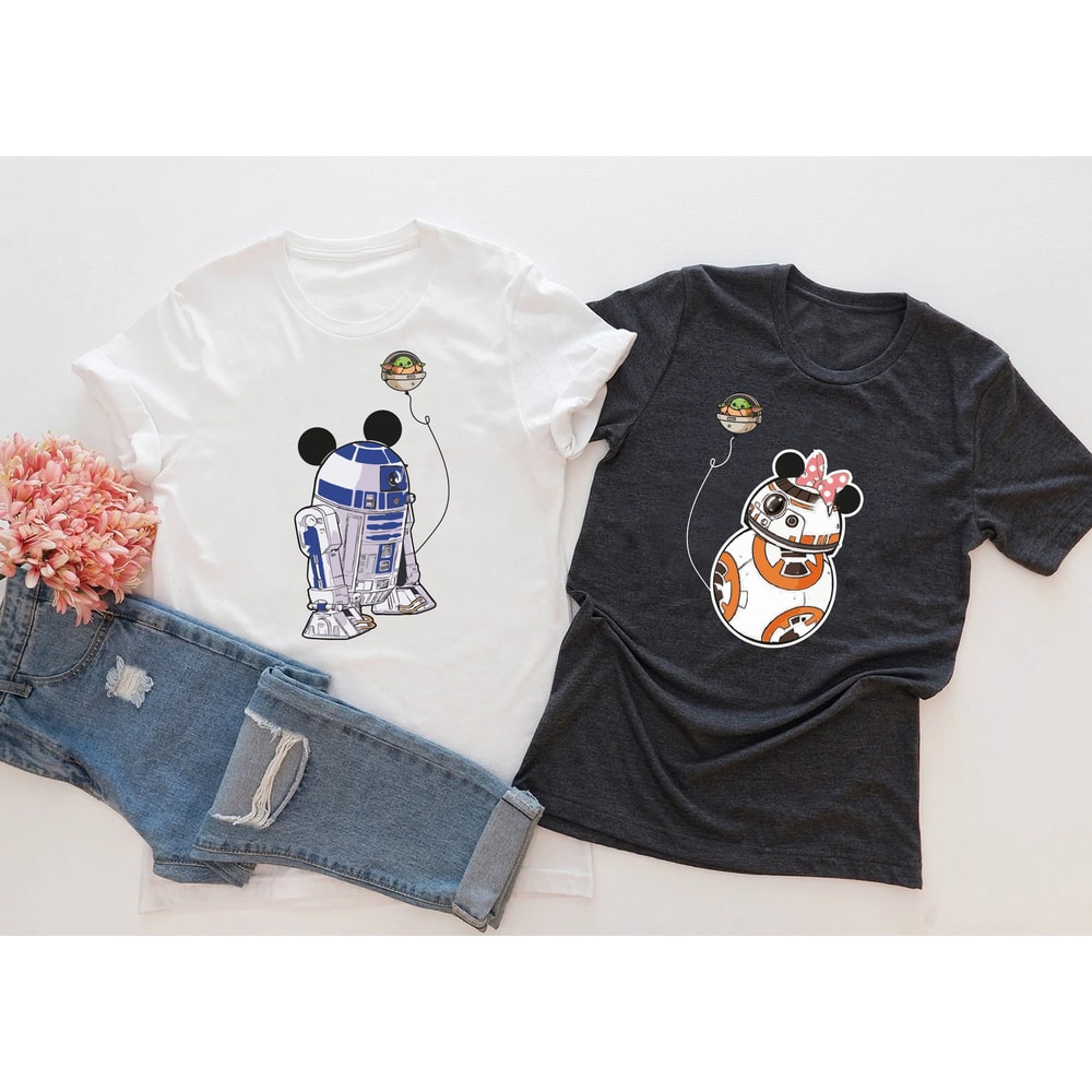 Star Wars Couple T-Shirt, R2D2 BB8 Couple Shirt, Disney Star Wars Shirt, Disney Couple Matching, Mickey Minnie Couple Tee, Honeymoon Shirts - 1.jpg