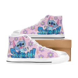 stitch custom adults high top canvas shoes for fan, women and men, stitch high top canvas shoes, stitch sneaker
