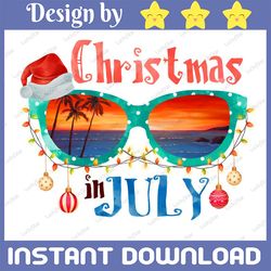 Christmas in July Png, Funny Summer Png, Beach Vacation Png, Christmas in July Santa Hat Sunglasses Summer Celebration P
