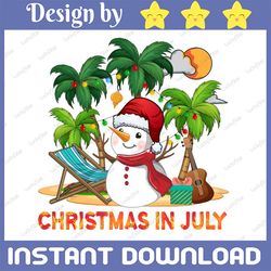 Christmas In July Snowman PNG, Summer Vibes, Beach Vacation, Holiday PNG, Sublimation