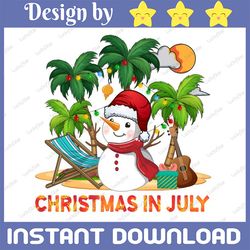 christmas in july snowman png, summer vibes, beach vacation, holiday png, sublimation