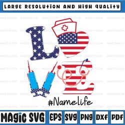 love scrub life nurse 4th of july american flag patriotic png printable, digital print design, digital download