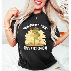 misgendering folks aint very cowboy, funny gay shirt, frog and toad say gay t-shirt, gay pride tee, retro cowboy frog ts