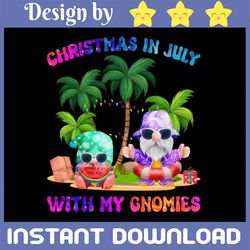 christmas in july with my gnomies png, funny cute santa gnome summer matching png, gnome summer vacation png