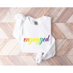 lgbtq engagement party t-shirt, gay lesbian engagement gifts, rainbow shirt, engagement party shirt, engayged shirt, gay