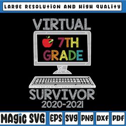 hello virtual seventh grade survivor png - back to school png - 7th grade png , sublimation, transfer, digital download