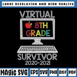 hello virtual eighth grade survivor  png - back to school png - 8th grade png , sublimation, transfer, digital download