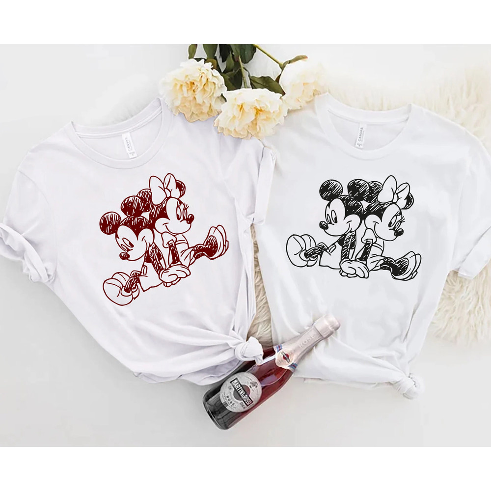 Vintage Mickey Sketch Shirt, Mickey and Minnie, Couple Shirt, Disneyland Shirt, Disneyworld Shirt, Disney Trip Shirt, Disney Family Shirt - 1.jpg