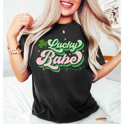 lucky babe shirt,lucky shamrock sweatshirt,cute st patricks day shirt,shenanigans squad,womens st pattys crewneck,st pat