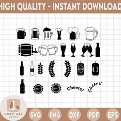 Beer SVG Bundle, Drinking svg, Beer Glass Svg, Beer Cut File for Cricut Silhouette Files, Easy Cut, Instant Download