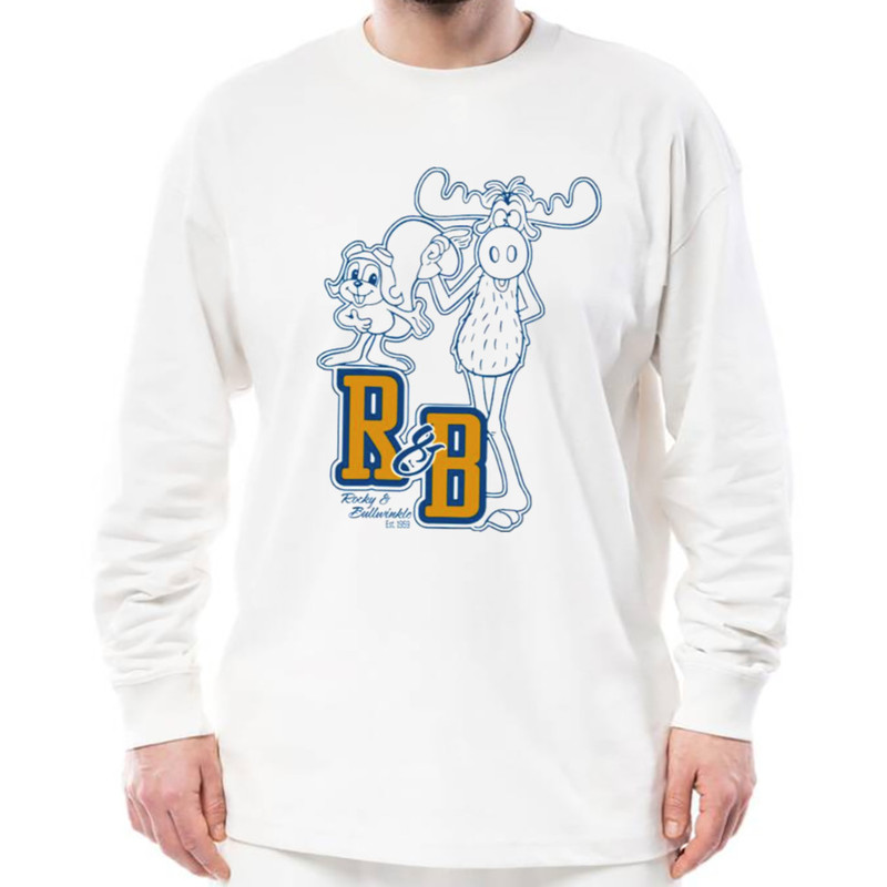 Rocky Bullwinkle Men's Collegiate Line Art shirt, Unisex Clothing, Shirt For Men Women, Graphic Design, Unisex Shirt