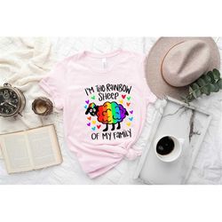 i'm the rainbow sheep of the family shirt, rainbow shirt, lgbtq ally shirt, lgbtq goat shirt, support lgbtq tee, family