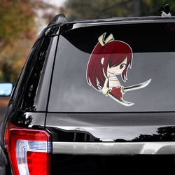 erza decal, erza sticker, fairy tail sticker, anime decal for car, anime sticker for car, car decal, fairy tail decal