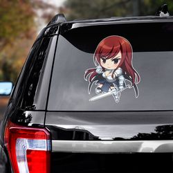 erza sticker, erza decal, fairy tail sticker, fairy tail decal, anime sticker for car, car decal, anime decal for car