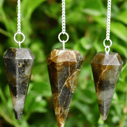 Labradorite Faceted Cone Pendulum Healing Dowsing Crystal Pendulum