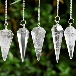 Crystal Quartz Faceted Cone Pendulum Healing Dowsing Crystal Pendulum