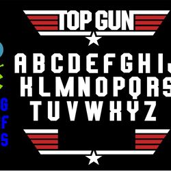 top gun diy personalize emblem, top gun font alphabet letters svg, top gun logo vector svg, personalized top gun t shirt