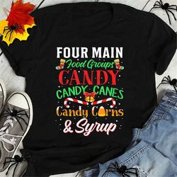 christmas shirt, christmas party shirt, christmas gift, christmas party gift, four main food groups elf buddy christmas