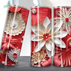 3d colorful flowers 20 oz tumbler sublimation design, floral 20 oz tumbler design for sublimation, 3d beautiful tumbler