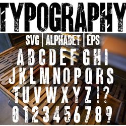 typographic distressed font vector | letterpress wood font, typographic font, retro alphabet svg, distressed letters svg