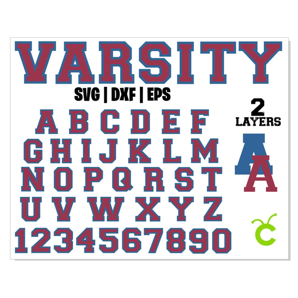 Varsity Font vector SVG Cricut Layered blue red 2 layers | V | Inspire ...