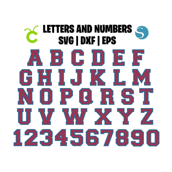 Varsity Font vector SVG Cricut Layered blue red 2 layers | V | Inspire ...