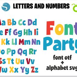 word party font otf, word party font svg, party birthday svg, party letters, baby font svg cricut, baby letters svg