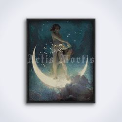 Spring Scattering Stars painting by Edwin Blashfield new moon mythology printable art print poster Digital Download