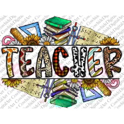 teacher png, western sunflower teacher png sublimation design, leopard sunflowers love teacher png, cowhide sunflower, w