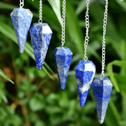 Lapis Lazuli Faceted Cone Pendulum Healing Dowsing Crystal Pendulum