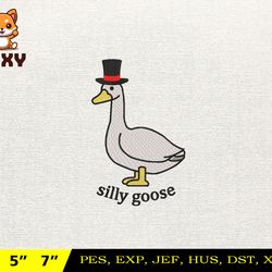 silly goose embroidery design, animal embroidery design, silly goose design, goose goose silly, instant download,