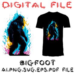 bigfoot grafiti colorful background ai.svg.eps.pdf.png download digital sublimation files