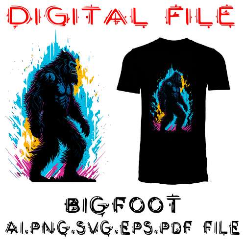 Bigfoot Grafiti Colorful Background AI.SVG.EPS.PDF.PNG DOWNLOAD DIGITAL SUBLIMATION FILES