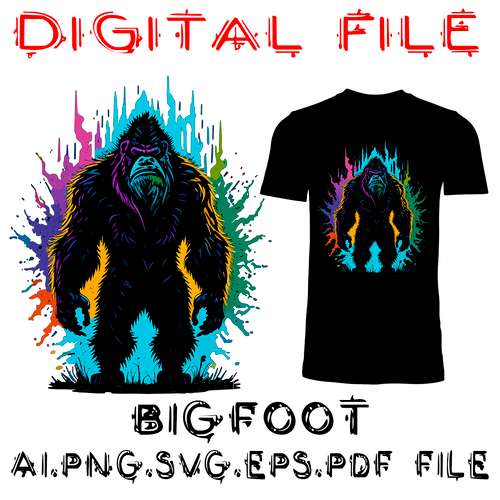 Bigfoot Grafiti Colorful Background AI.SVG.EPS.PDF.PNG DOWNLOAD DIGITAL SUBLIMATION FILES
