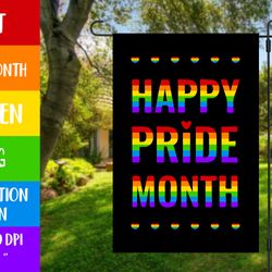 happy pride month garden flag sublimation. lgbt rainbow. lgbtq
