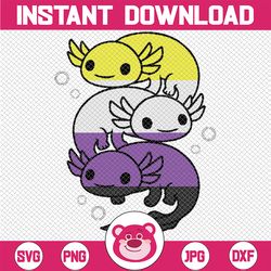 nonbinary axolotl pile non binary enby lgbtq svg,  non-binary flag pride svg, lgbt svg, axolotl animal lover, digital do