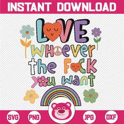 love whoever the f you want lgbtq rainbow pride cute hearts svg, pride month svg, lgbt svg, gay pride trendy, digital do