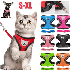 cat dog harness with lead leash adjustable vest polyester mesh breathable harnesses reflective sti for small dog cat