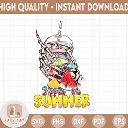 sippin' on summer skeleton hand png, print, watermelon, juice, doodle, drinks, mason jar, lemon, flower, drink, digital