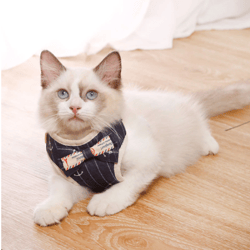 bowknot cat harness and leash set adjustable puppy harness cat lead leash clothes vest nylon mesh kitten collar cat