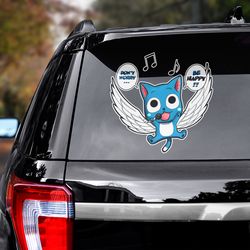 fairy tail sticker, happy decal, happy sticker, fairy tail decal, anime sticker for car, car decal, anime decal for car