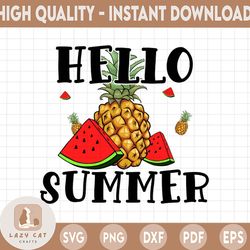 Hello Summer PNG, Hello Summer Pineapple png, Summer Sign png, Summer png, Welcome summer png, Front Door Sign png