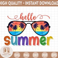 Hello Summer Sunglasses sublimation - Sublimation design - DTG printing - Sublimation design download - Hello summer sub
