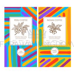 COFFEE PACKAGING AFRICAN DESIGN Abstract Vintage Templates