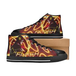 the flash top canvas shoes for fan, women and men, the flash high top canvas shoes, the flash dc comics sneaker